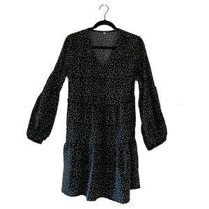 Amazon - Women’s Polka Dot Tunic Dress, Long Sleeve V-Neck (Black/White - L)